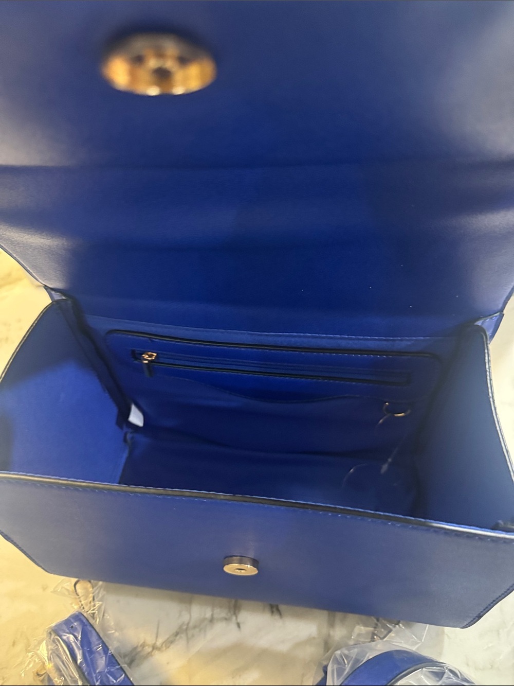 Blue Quilted Shoulder Bag with Crystal 'HOTSEXY' Lettering - Picture 5 of 11